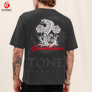 T-shirt graphique en coton surdimensionné pour hommes DTG imprimé T-shirt streetwear délavé - Product Image 4