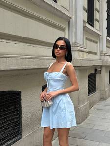 Elegant Straight Casual <b>Floral</b> Midi Summer Dress with Shoulder <b>Tie</b> Straps Satin Fabric for Daily or Beach Wear - Product Image 6