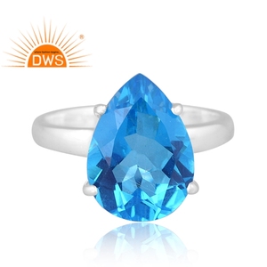 Meilleure vente Doublet en argent sterling fin Topaze bleue suisse Bague empilable en quartz Bijoux personnalisés pour femmes Cadeau pour elle - Product Image 3