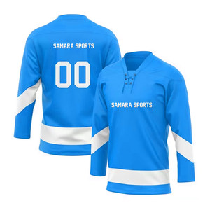 Jersey de hockey de manga corta impreso por sublimación personalizado barato de fábrica estilo Retro Boxy Jersey de hockey sobre hielo de gran tamaño - Product Image 1