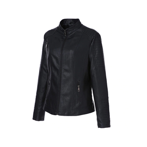 Chaqueta de Motociclista para Mujer, de Cuero PU Ecológico, Transpirable, Estilo Carreras, Color Marrón, Manga Larga, Cuello en V, Cierre de Cremallera, Estilo Invernal, con Forro de Lino - Product Image 5