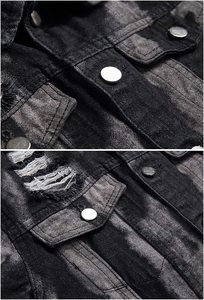 Manteau en jean à manches longues pour homme, couleur unie, décontracté, bombardier, pour l'automne et le printemps - Product Image 5
