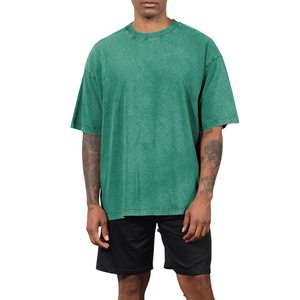 Vente en gros T-shirt grande taille pour hommes, T-shirt vierge délavé à l'acide avec logo personnalisé, pour une tenue délavée élégante et personnalisée dans la tendance Streetwear - Product Image 4