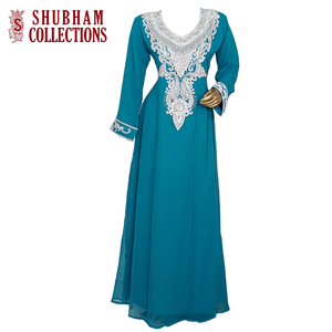 Vestidos caftán étnicos árabes de la mejor calidad de exportador indio para mujeres árabes vestido islámico con cuello en V - Product Image 1