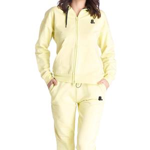 Ropa de calle Color sólido 100% algodón transpirable Zip Sweatsuit Set mujeres Stand Front Heavyweight Winter Sporty Hoodie Jogger - Product Image 1