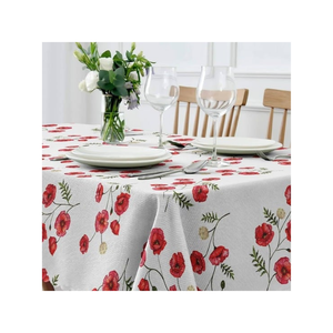 Dining Red Roses Cotton <b>Linen</b> 60x120 Inch Wrinkle Resistant ISO 14001 Balanced Texture Smooth Surface Custom Logo Dining Setup - Product Image 2