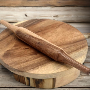 Planche à rouler traditionnelle en bois de manguier artisanale, essentiels de cuisine pour le roti, le chapati, avec pieds, ensemble chakla belan - Product Image 1