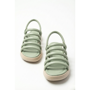 Soft Sage Puffy Flat Sandals Model 433 GN - Product Image 1