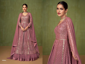 Traje de estilo pesado Georgette bordado Sal-War Colección paquistaní para venta en línea - Product Image 4