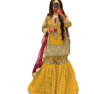white christmas dresses Pakistani Designer Wear Mehndi Dresses for Girls Online – Nameera by Farooq main image 1