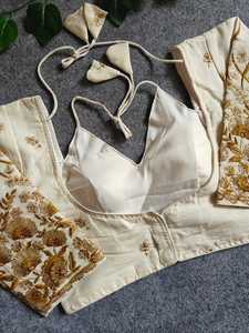 Indien pakistanais exportation qualité femmes exclusif dernière tendance élégant prêt à l'emploi blanc coton Blouse fantaisie mariée ethnique fête - Product Image 2