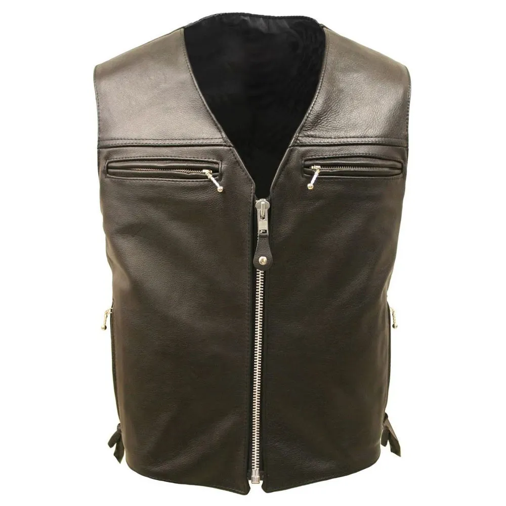 Premium Quality Casual Wear Leather Vest For Men's 2023 New Style Customized Logo Design Biker Leather Vest