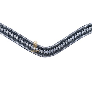 สายรัดหน้าผากม้าแบบห้าแถว ยี่ห้อ ADEEFA คุณภาพสูง ขายดี ดีไซน์สวยงาม คริสตัลใส ทนทาน ทำจากหนังแท้ ปรับขนาดได้ - Product Image 4