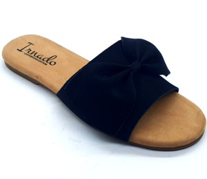 Phong cách của phụ nữ da lộn màu đen da FLIP FLOP Sandal với Tie dây đeo thanh lịch Slip-On hàng ngày mặc chống trượt xu hướng thời trang - Product Image 1