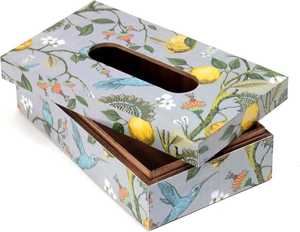 กล่องทิชชู่พรีเมี่ยมทำจากไม้และกล่องผ้าเช็ดปากพิมพ์ลาย meena - Product Image 1