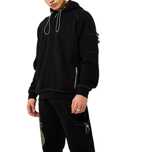 Chándal con cremallera para hombre construido con vellón de rendimiento y personalización de parches de marca para suministro de fábrica - Product Image 6