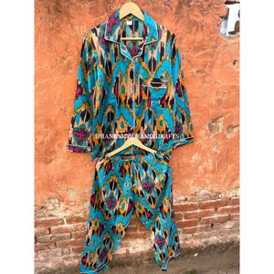 Lot de pyjama quotidien bohème d'été en coton indien de qualité supérieure, imprimé à la main, chemise de pyjama à manches longues, vêtements de nuit, vente en gros - Product Image 4