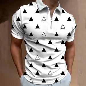 Europa y América 2025 Verano Nueva moda Casual Impresión digital Polo Camisa Cremallera Tendencia Camiseta suelta - Product Image 4