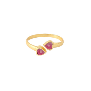 Anillo de cuarzo turmalina Rosa 4mm forma de corazón oro Vermeil bisel de plata esterlina anillo de piedra de nacimiento ajustable anillo de plata de piedras preciosas - Product Image 2