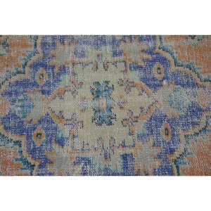 Alfombra turca Vintage, diseño de retazos naranja y azul, 5,1x8,9 pies, tejido plano de lana con respaldo de látex para decoraciones de sala de estar - Product Image 5