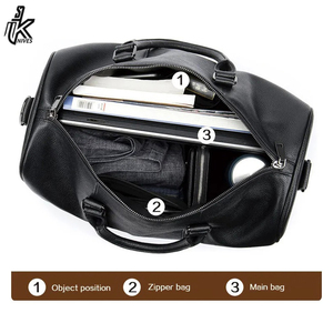 Sac de voyage de luxe en cuir véritable, sac à bandoulière unique avec compartiment à chaussures, best-seller - Product Image 2