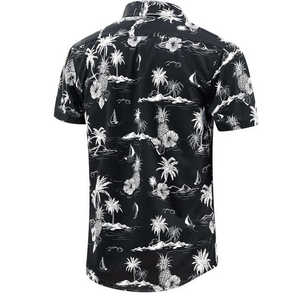 Camisas hawaianas holgadas de manga corta al por mayor para hombre ropa informal de playa con estampado personalizado 100% algodón transpirable - Product Image 3
