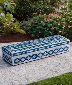 Cofre de joyería con incrustaciones de hueso hecho a mano, caja de joyería con incrustaciones de hueso de artesanía real con hermosos patrones incrustados para joyería nupcial - Product Image 1