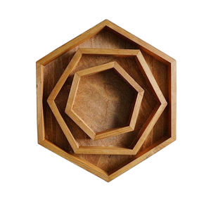 Lot de 3 plateaux en bois pour petit-déjeuner et serveur de nourriture d'occasion pour la restauration pour la cuisine - Product Image 1