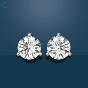 2.6TCW Pendiente redondo de corte brillante VVS1 Pendiente de moissanita para mujer Pendiente de tres puntas de oro blanco sólido de 14 quilates - Product Image 5