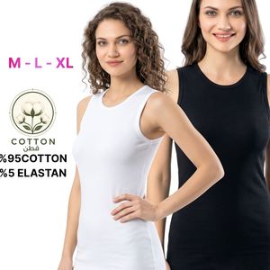 Camiseta sin mangas de algodón elástico para mujer, cuello redondo, camiseta interior sin mangas - Product Image 1