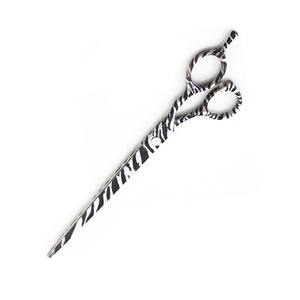 Tijeras de aseo para mascotas de acero inoxidable con revestimiento profesional de cebra, tijeras para cortar el pelo de animales con reposapiés ajustable - Product Image 4