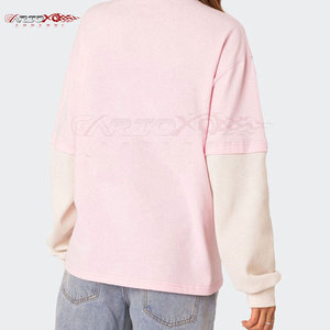 T-shirt de mode pour femmes avec ourlet en couches pour l'été et la saison du printemps T-shirt pour femmes à double couche à coupe décontractée - Product Image 4