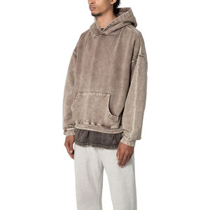 Dernier design, sweat à capuche pour homme délavé à l'acide, vintage, lourd, en molleton français, pull-over 100% coton, uni, teint, sweat à capuche d'hiver - Product Image 2