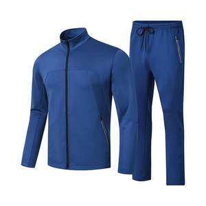 Qualité supérieure Bleu Couleur unie Vêtements de sport personnalisés Survêtements de fitness zippés Entraînement Gym Wear Hommes Survêtement - Product Image 1