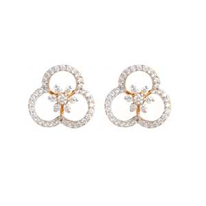 Pendientes elegantes de oro amarillo de 18 quilates con diamantes VVS1 EF 0.692 Cts, diseño de flores seductoras, joyería de lujo certificada para mujer - Product Image 2