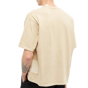 Custom Distressed Loose Fit T <b>Shirts</b> Wholesale Summer High Street Style Short Sleeve Oversized 100% Cotton T-<b>Shirt</b> For Men - Product Image 3