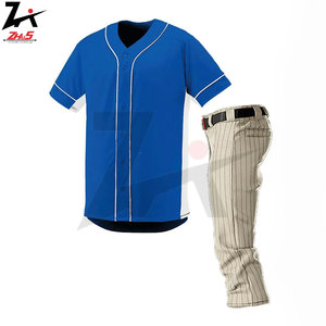 Wholesale Durable Comfortable Polyester Plain Breathable Button <b>Baseball</b> Jersey Sports Uniform Printed Customizable 300g Fabric - Product Image 3