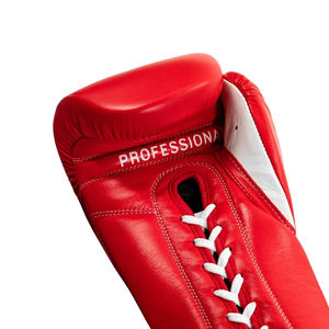 Guantes de boxeo de varios colores con cordones de cuero auténtico profesionales personalizados para adultos, guantes estampados con logotipo personalizado, novedad - Product Image 5