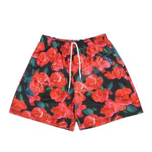 กางเกงขาสั้นผ้าตาข่ายเนื้อแข็งสำหรับผู้ชายกางเกงขาสั้นผ้าแคนวาสป้องกันรอยยับเป็นมิตรกับสิ่งแวดล้อมพิมพ์ลายดอกไม้แบบซับลิเมชันวิ่งเร็ว - Product Image 1