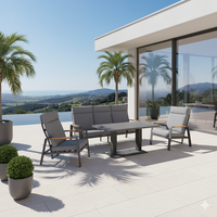 Ensemble de canapés de jardin d'extérieur Mobilier d'extérieur moderne et luxueux avec cadre en aluminium Ensemble de repas de jardin et meubles de patio élégants
