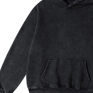 Men <b>Black</b> Acid Washed Hoodie Oversized Heavyweight Fleece Pullover Streetwear Vintage Custom Logo Cotton Thick Warm Winter Sale - Product Image 4