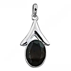 Colgante de Plata 925 con Ónix Negro para Mujer, Joyería Religiosa con Piedras Preciosas en Oro Rosa, Corte Esmeralda, Bañado en Rodio y Platino - Product Image 2