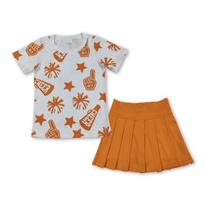 Ensemble de vêtements pour filles, jupe plissée noire, haut de sport doré OEM/ODM/RTS, vêtements pour adolescentes, vêtements pour filles, ensembles de vêtements pour enfants. - Product Image 5