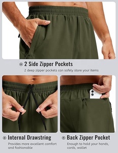 Men's Solid Olive Green Polyester/Cotton Canvas Quick Dry Drawstring <b>Shorts</b> Side Pockets Casual Workout Wear High Street Style - Product Image 5