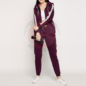 Latest Design Winter Solid Casual Women's Tracksuit 100% Cotton Fleece Breathable Eco-Friendly 2-Piece Long <b>Set</b> - Product Image 4