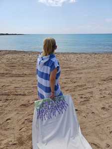 Turkish Cotton <b>Poncho</b> <b>Hooded</b> Colorful Marine Model Quick Drying Water Absorbent Washable Standard Good Quality Beach Pool Spa - Product Image 2