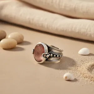 A Vintage 925 Silver Cocktail <b>Ring</b> with <b>Quartz</b> Bezel Setting Women's Everyday Wear Jewelry Third Party Certified Gift - Product Image 1