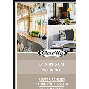 กรอบรูปภาพและกรอบโปสเตอร์แบบแขวนผนัง รุ่นโมเดิร์น A2/A4 ขนาด 61 x 91.5 ซม. ทำจากอะลูมิเนียมสีดำด้าน รูปทรงสี่เหลี่ยม พร้อมกรอบโลหะสีเงินและไม้ - Product Image 3