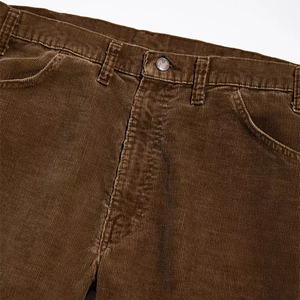 Shorts de mezclilla de cintura alta para hombre, estilo brass brown, de pana de algodón, corte holgado, 8 wales, pierna cónica, logo bordado, 5 bolsillos - Product Image 3