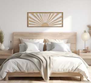 Tenture murale en bois traditionnelle faite à la main avec tapisserie indienne en coton et pièce décorative artistique de travail de miroir pour les maisons culturelles - Product Image 6